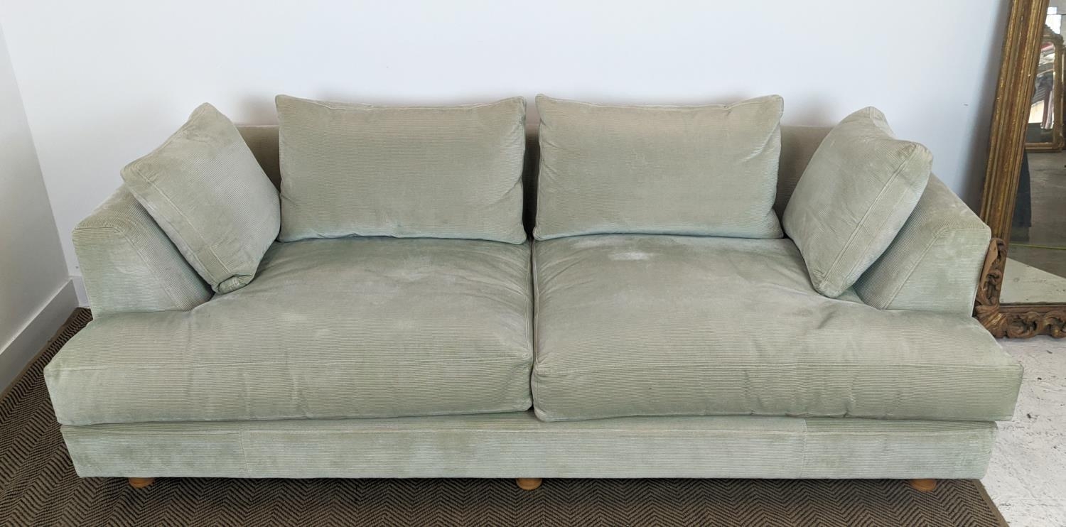 SINCLAIR MATTHEWS SANTA BARBARA SOFA, light green upholstery, 214cm W x 72cm H x 110 cm D. - Image 3 of 9