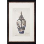 CONTEMPORARY SCHOOL PRINTS, a pair, studies of vases, 76cm H x 65cm. (2)