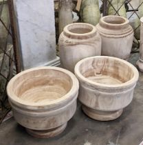 WOODEN VESSELS, a collection of four, including 2 differing pairs, 41.5cm x 22.5cm at largest. (4)