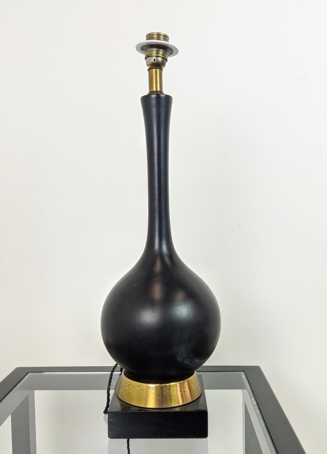 TABLE LAMP, matt black with a brass shade, 51cm x 99cm H. - Bild 3 aus 18