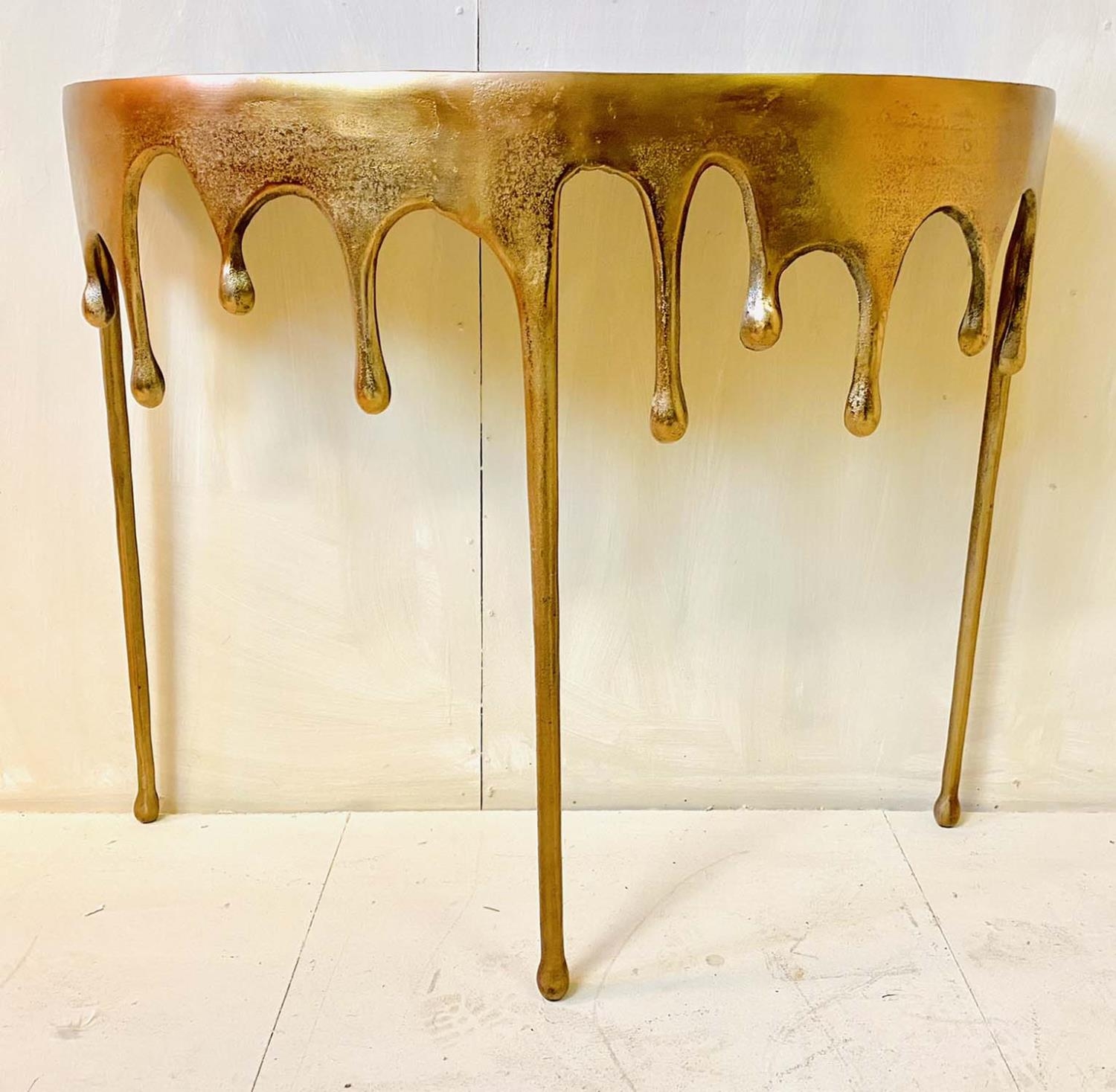 CONSOLE TABLE, dripping design, gilt metal, 76cm x 90cm x 34cm. - Image 3 of 3