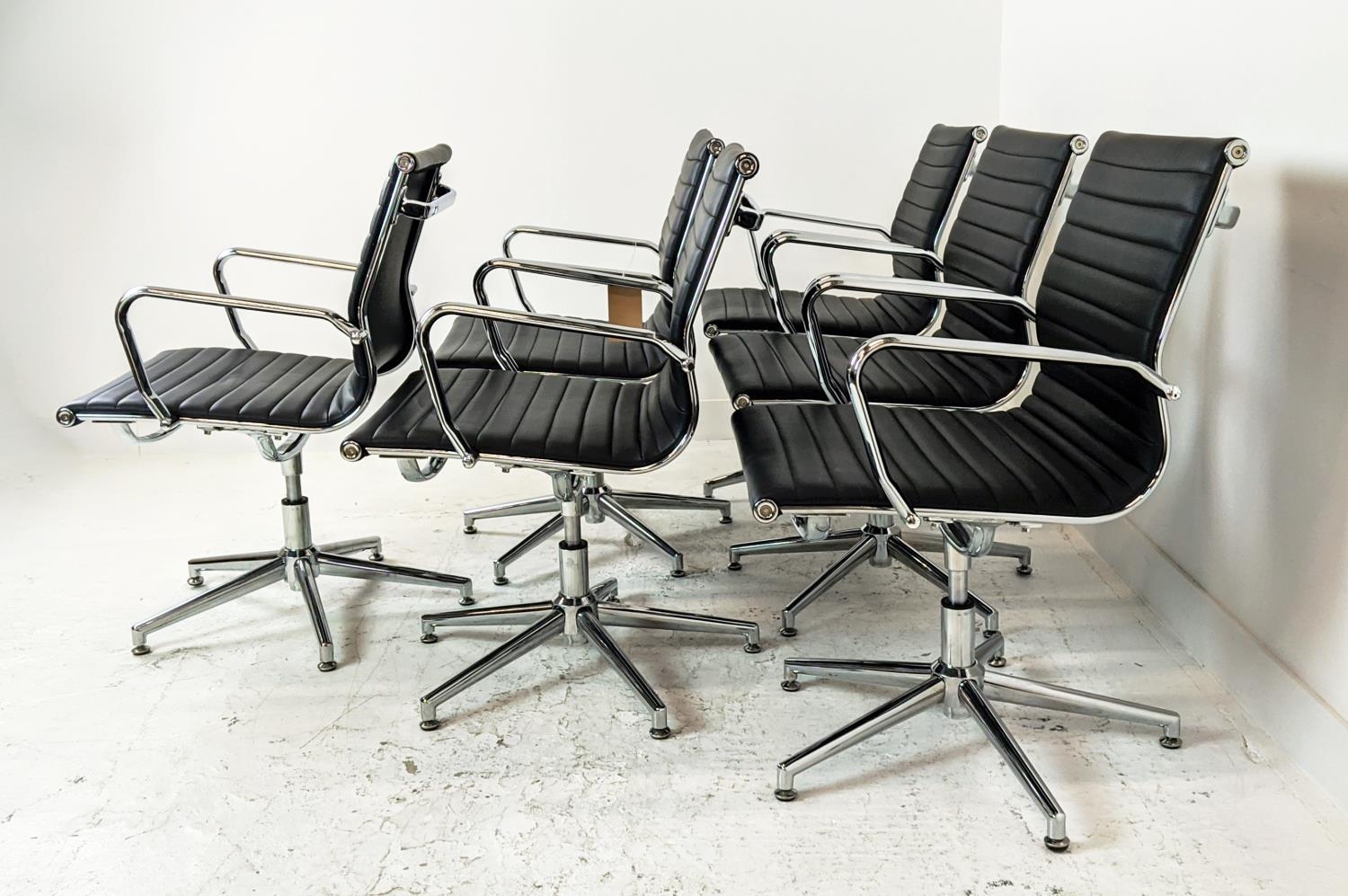 AFTER CHARLES AND RAY EAMES ALUMINIUM GROUP STYLE CHAIRS, a set of six, 90cm H. (6) - Image 5 of 10