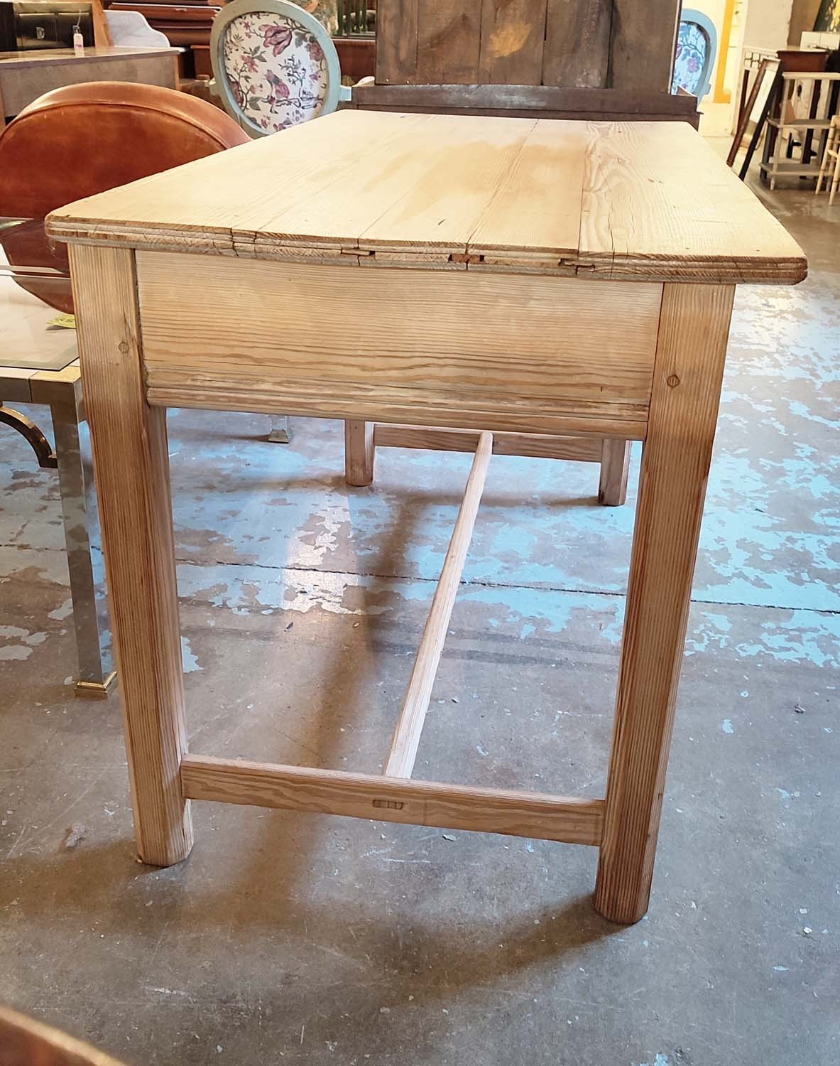 KITCHEN TABLE, Victorian pitch pine with two drawers, 77cm H x 130cm x 67cm. - Image 9 of 16