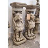 WINGED LION PEDESTALS, a pair, composite stone, 77.5cm H. (2)