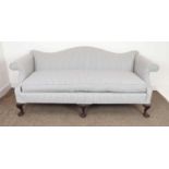 SOFA, George III style in new ticking upholstery, 85cm H x 204cm.