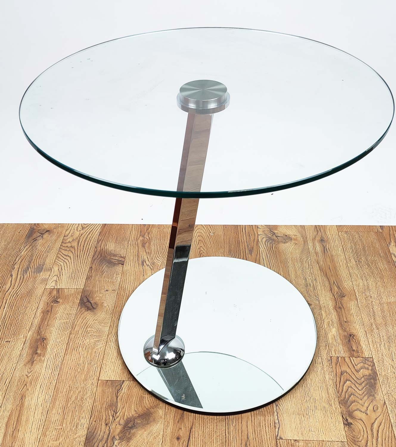 SIDE TABLE, contemporary design, mirrored base, glass top, 60cm diam x 55cm H. - Bild 3 aus 6
