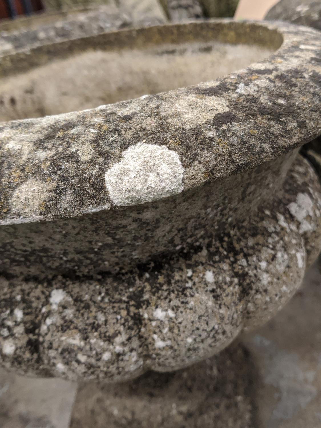 PLANTERS, a set of three, composite stone, aged finish, 36cm H x 34cm W. (3) - Bild 3 aus 4