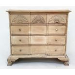 HALL CHEST, Dutch colonial style, hardwood with four long drawers, one with carved front, and of