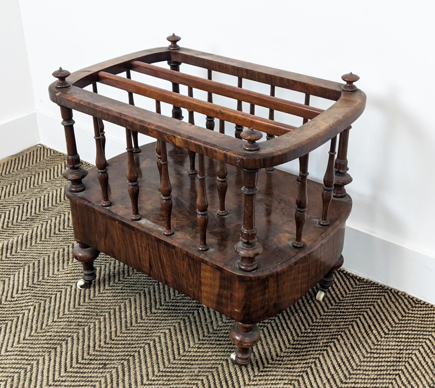 CANTERBURY, Victorian walnut with drawer on ceramic castors, 56cm W x 38cm D x 56cm H. - Bild 6 aus 24