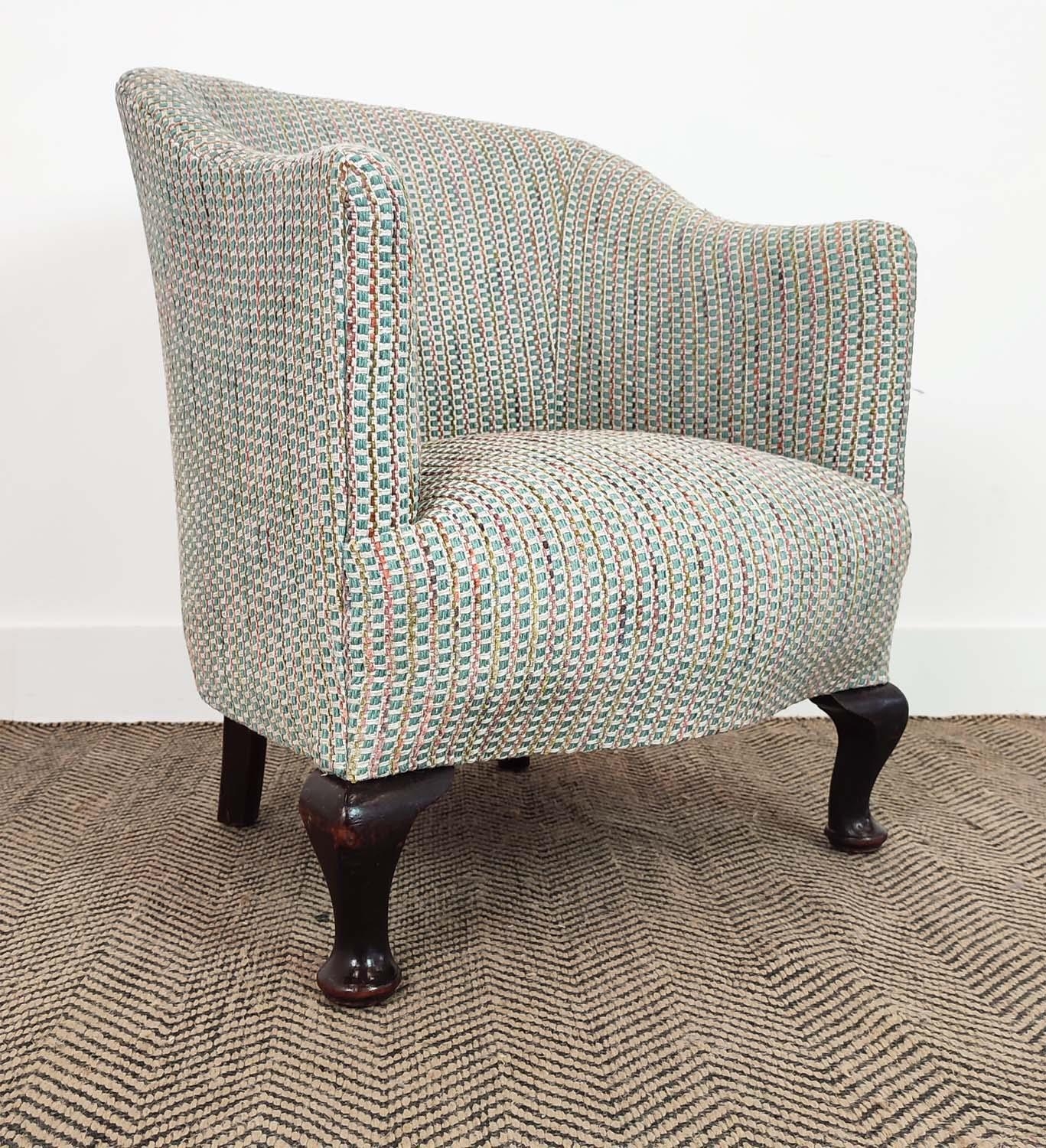 TUB CHAIR, Edwardian mahogany in patterned chenille, 71cm H x 58cm. - Image 3 of 12