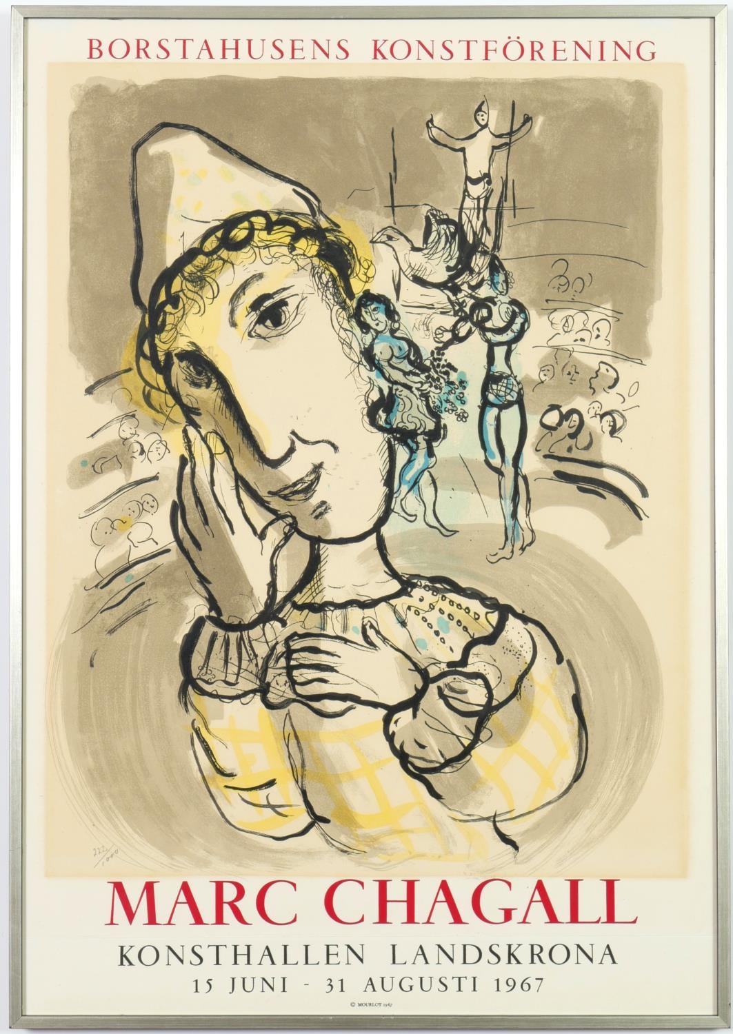MARC CHAGALL, Circus with yellow clown 1967, original lithographic poster numbered, printed by