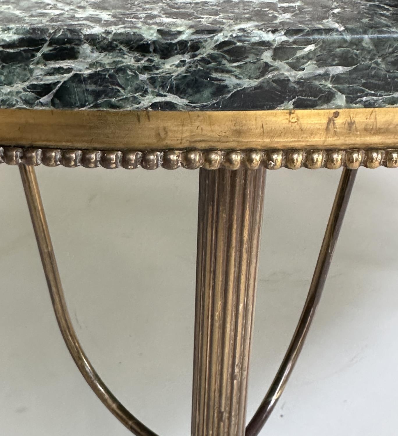 LOW TABLE, 1950s circular, marble raised upon gilt metal beaded and reeded supports, 108cm W x - Bild 6 aus 6