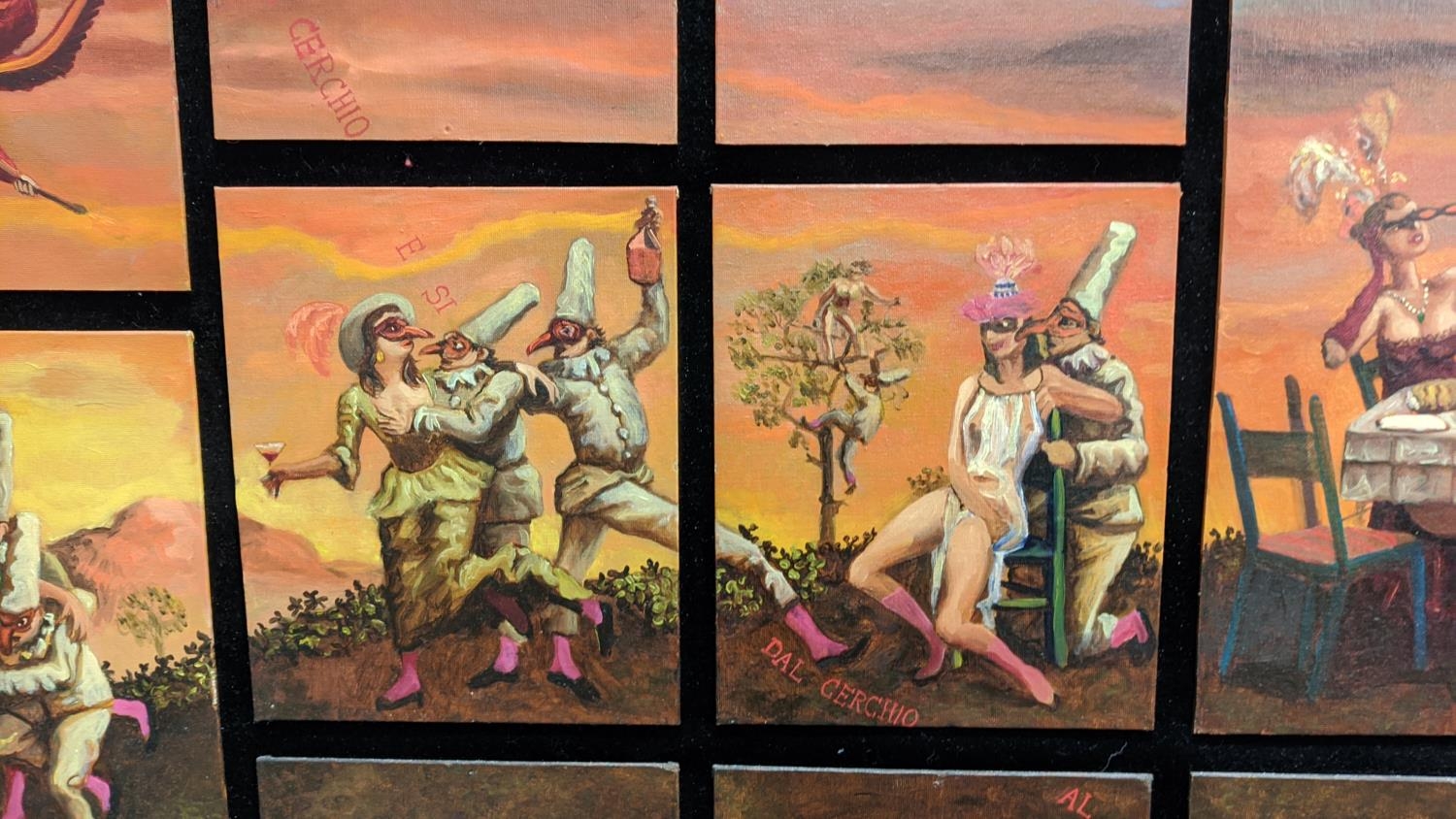 JULIAN BURGOS, 'Divertiment per i le regazzi', oil on panels, 203cm x 130cm. - Image 4 of 5