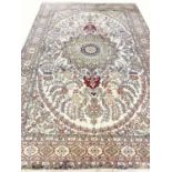 FINE PURE SILK HEREKE DESIGN CARPET, 270cm x 180cm.