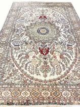 FINE PURE SILK HEREKE DESIGN CARPET, 270cm x 180cm.