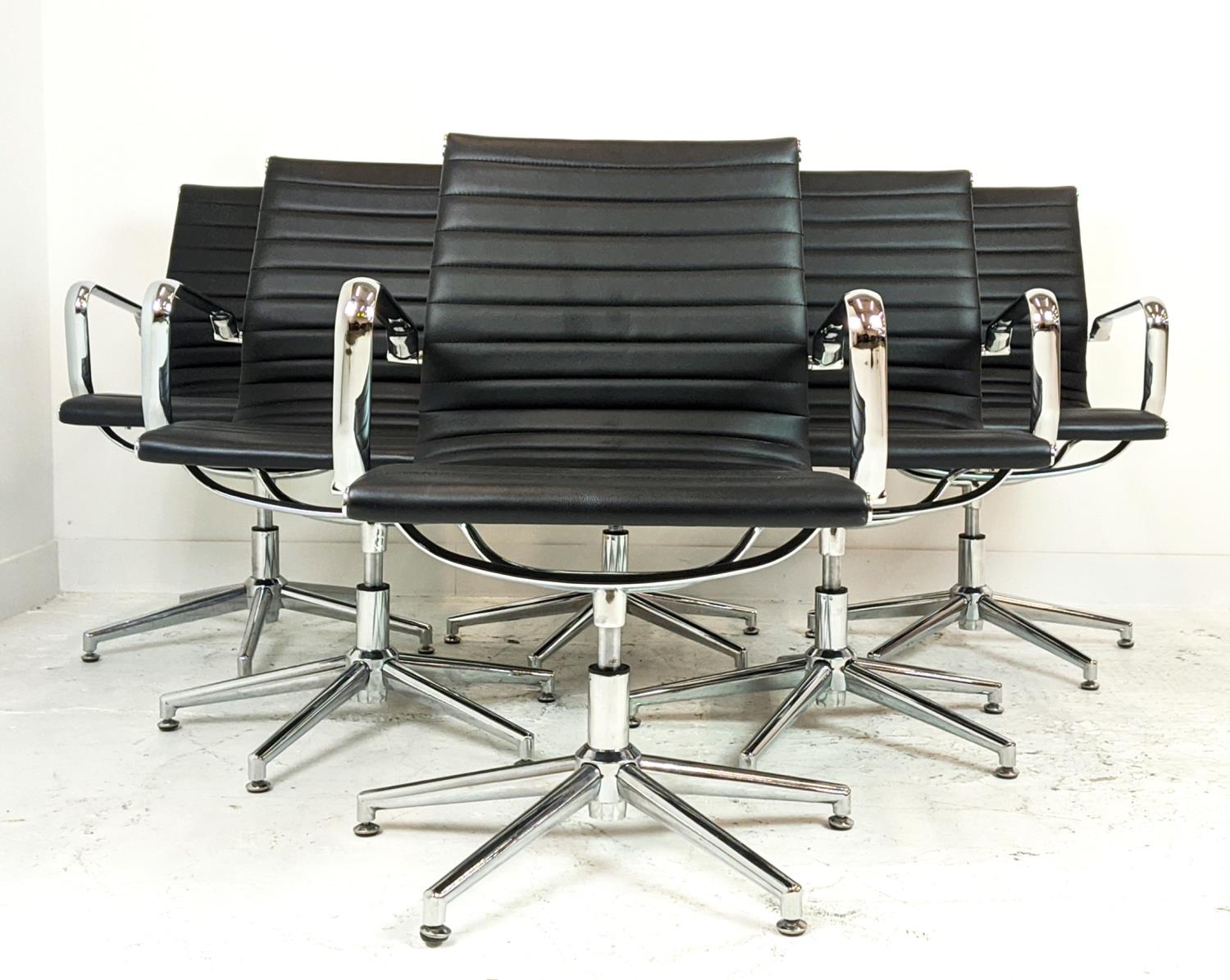 AFTER CHARLES AND RAY EAMES ALUMINIUM GROUP STYLE CHAIRS, a set of six, 90cm H. (6) - Image 3 of 10