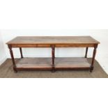 REFECTORY TABLE, late 19th century French oak with pot board, 79cm H x 199cm x 64cm.