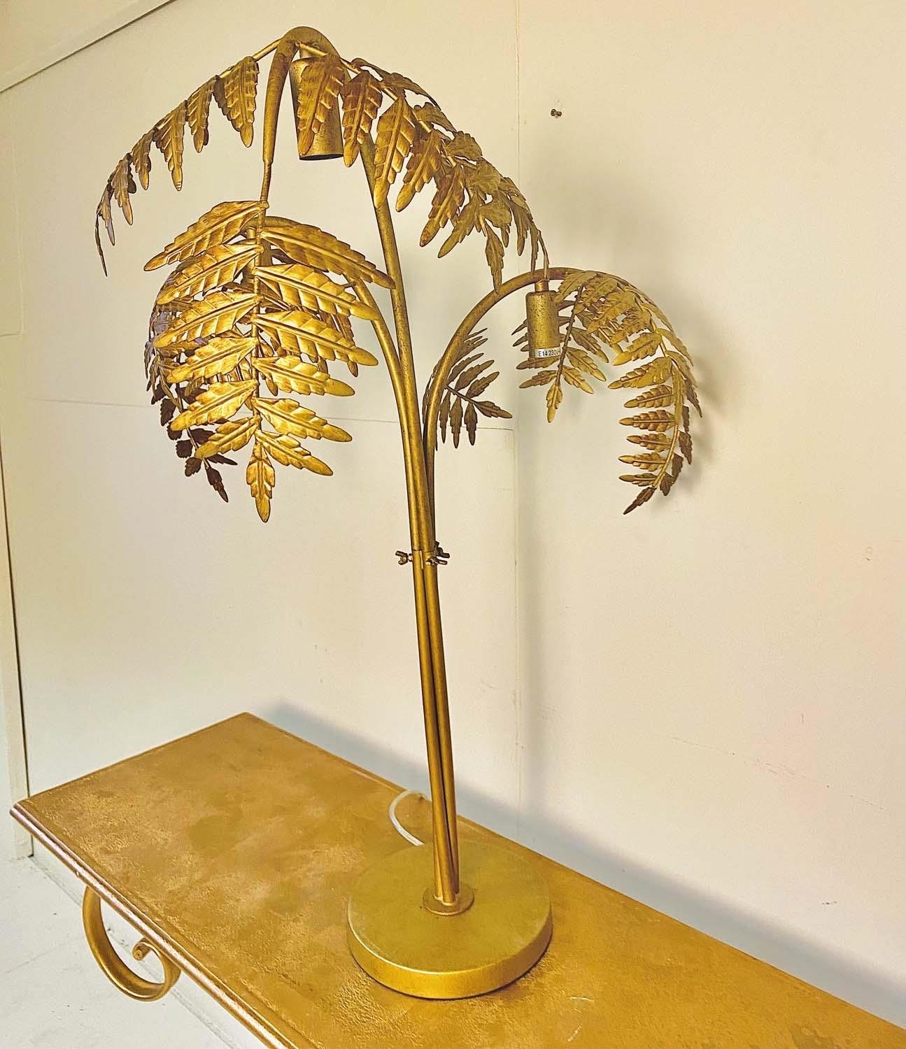 MAISON JANSEN STYLE PALM TREE TABLE LAMP, 86cm high, 60cm diameter, gilt metal. - Image 2 of 3