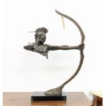 CONTEMPORARY SCHOOL SCULPTURE, bronze, of a native American archer, 82cm H.