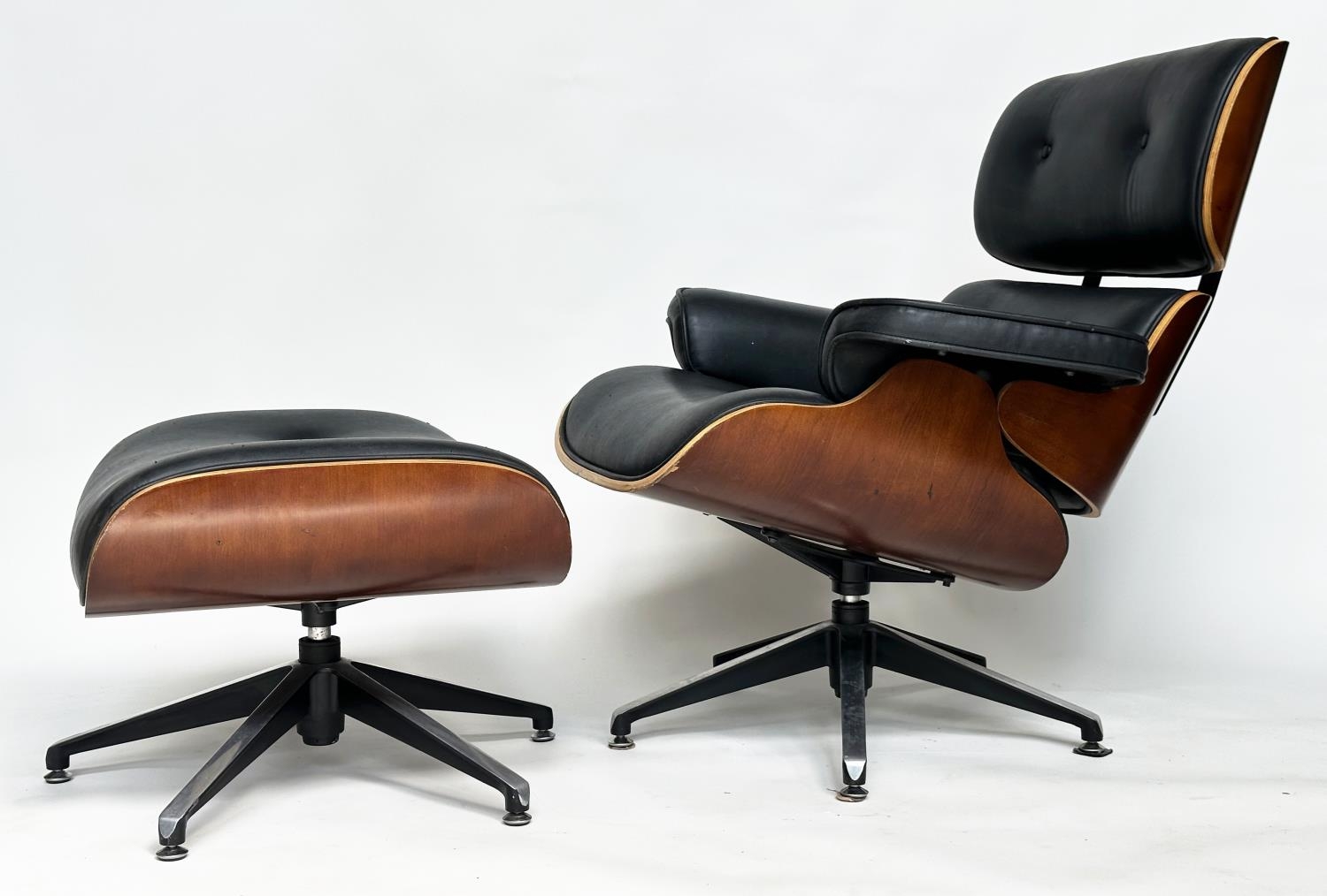 LOUNGER AND OTTOMAN AFTER CHARLES AND RAY EAMES, 81cm W. - Image 9 of 10