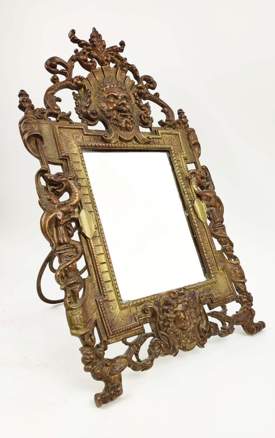 A LATE 19TH CENTURY FRENCH EASEL MIRROR, circa 1870, Renaissance revival bronze with cast embossed - Bild 4 aus 16