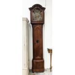 LONGCASE CLOCK, 18th century Flemish, eight day movement, silvered chapter dial, inscribed Wouman