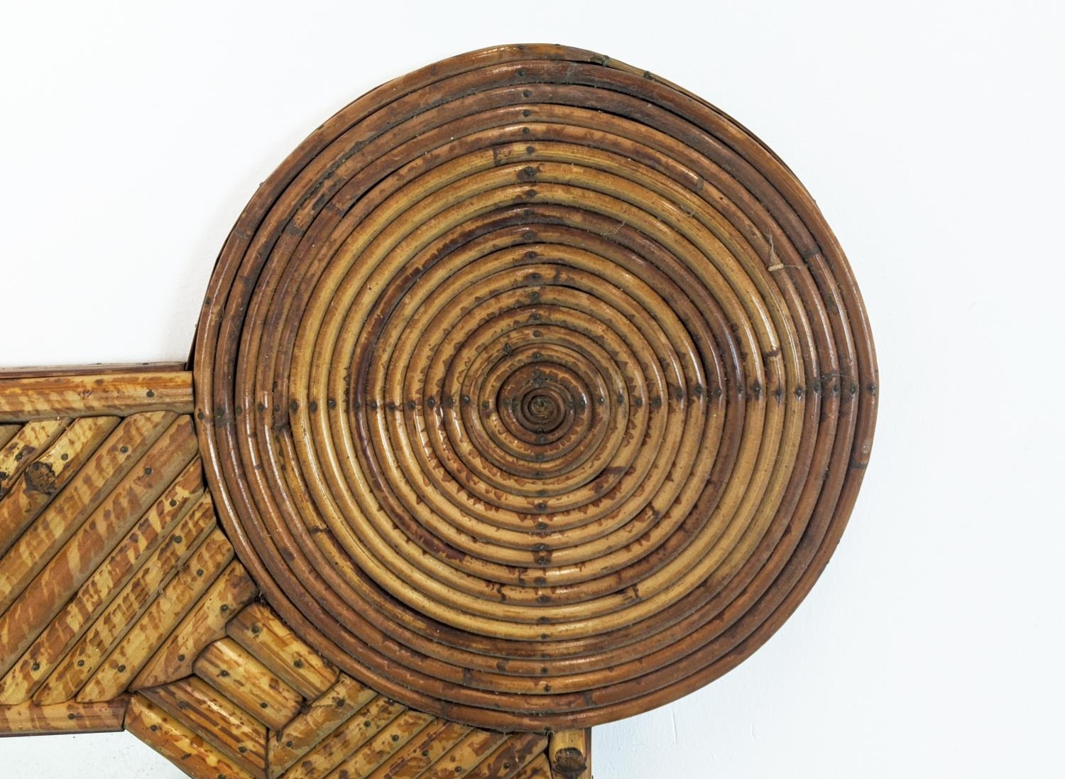 WALL MIRROR, with a shaped bamboo frame, 109cm W x 134cm tall. - Bild 5 aus 12