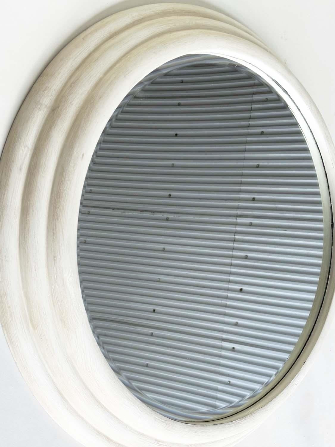 CIRCULAR WALL MIRROR, grey Bibendum style with bevelled glass, 110cm W. - Image 4 of 10
