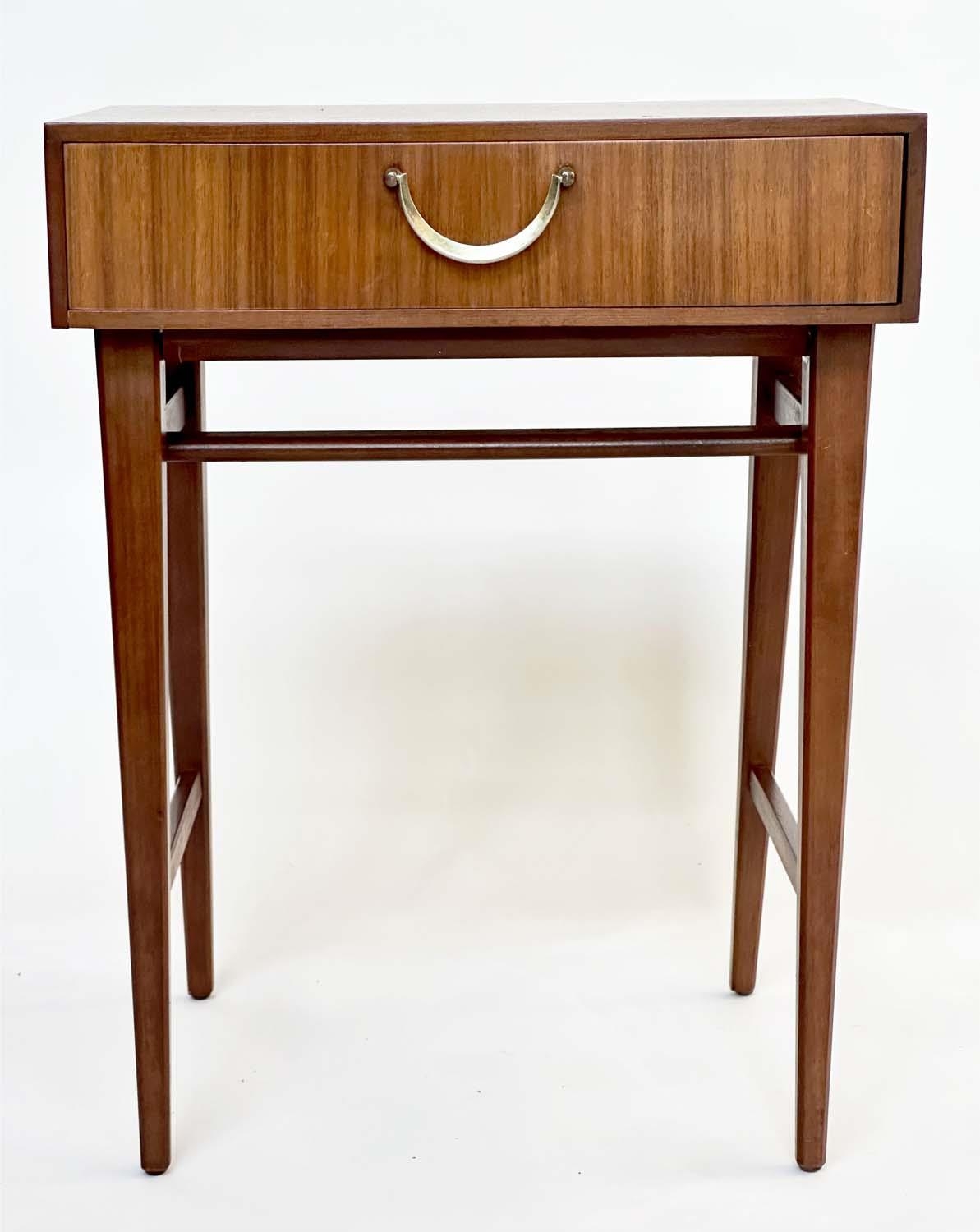 MEREDEW LAMP TABLES, a pair, 1970s Afromosia and teak, each with frieze drawer and stretchered - Image 5 of 9