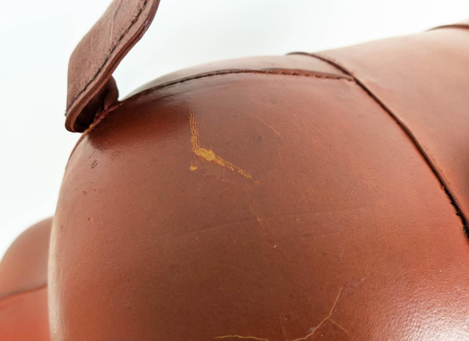 HIPPOPOTAMUS STOOL, tan leather, 77cm L x 40cm H x 33cm W. - Image 5 of 6