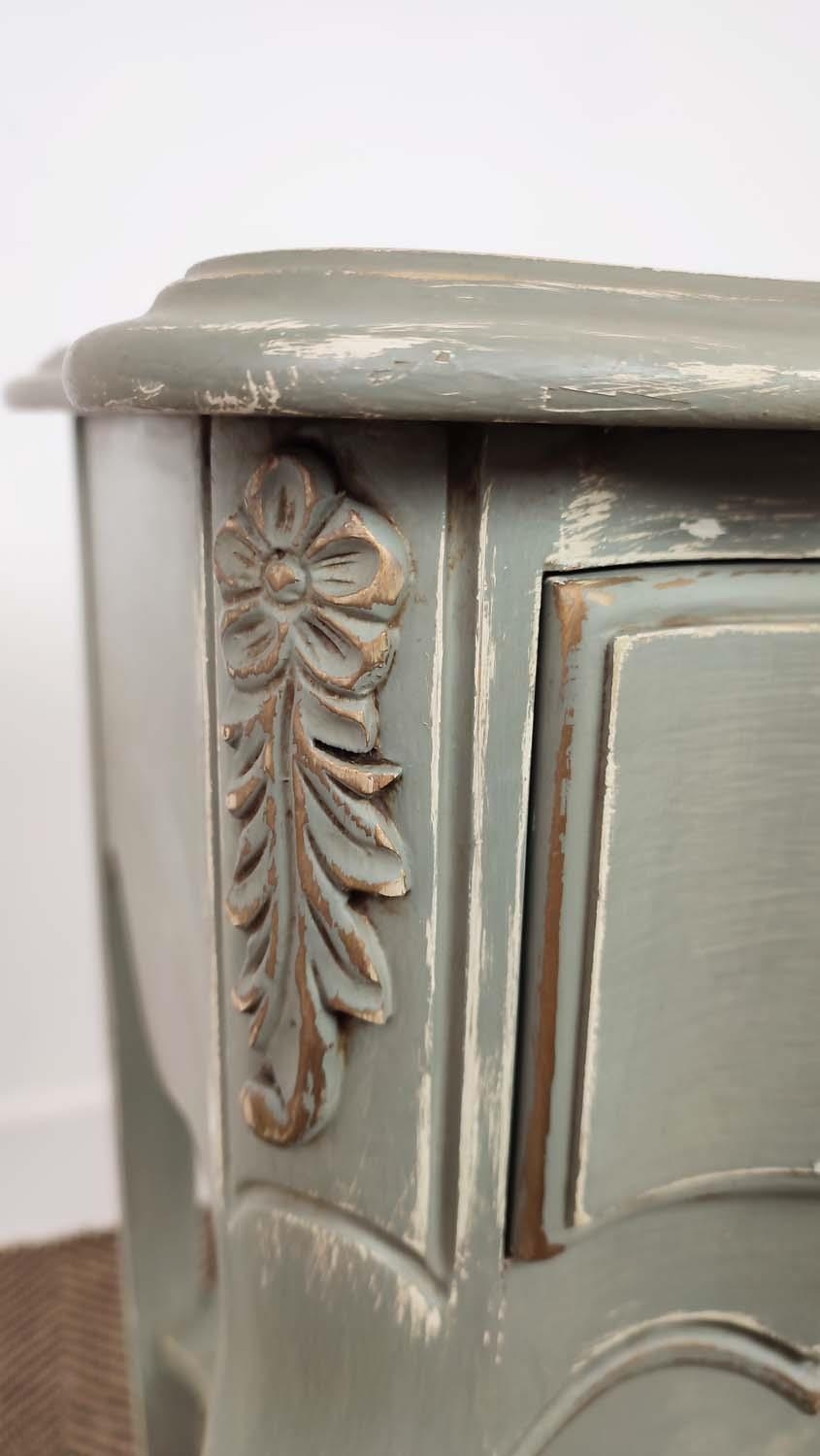 BEDSIDE TABLES, a pair, Louis XV style grey painted each with single drawer, 72cm H x 50cm x - Image 11 of 18