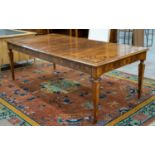 DINING TABLE, Italian walnut and marquetry with two extra leaves, 78cm H x 112cm x 127cm L, 223cm