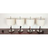 BOVER DANONA TABLE LAMPS, a set of four, with pleated shades and leather detail to stem, each 24cm W