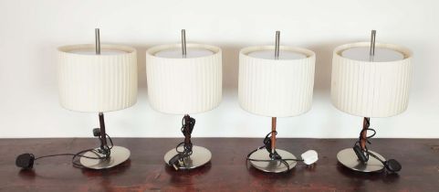 BOVER DANONA TABLE LAMPS, a set of four, with pleated shades and leather detail to stem, each 24cm W