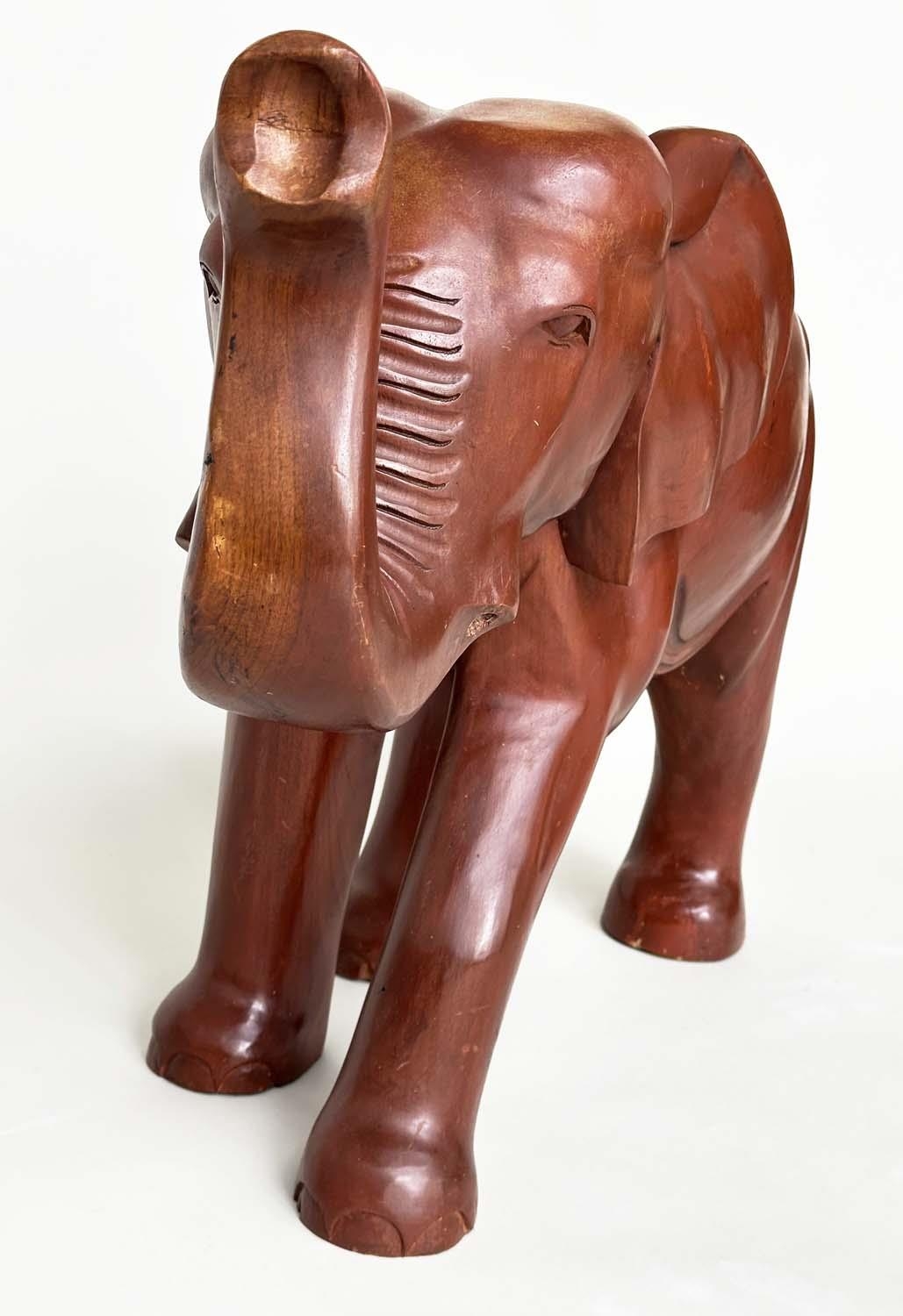 ELEPHANT, Indian carved well patinated solid elm, 83cm W x 63cm H. - Bild 9 aus 10