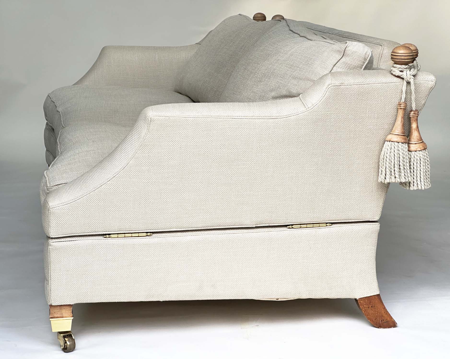 KNOLL SOFA BY DURESTA, grey linen upholstered with down swept arms, feather filled cushions and - Image 12 of 14