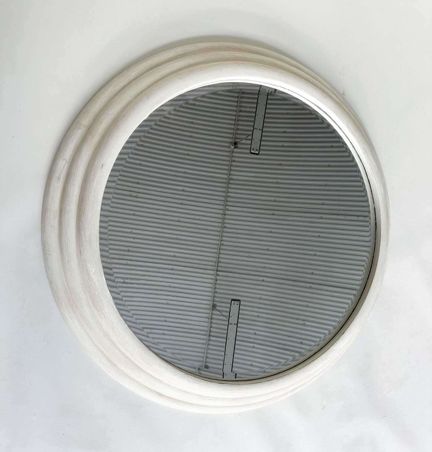 CIRCULAR WALL MIRROR, grey Bibendum style with bevelled glass, 110cm W. - Image 2 of 10