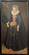 16TH CENTURY MANNER 'Mary Queen of Scots', full length portrait, 20th century reproduction oil on