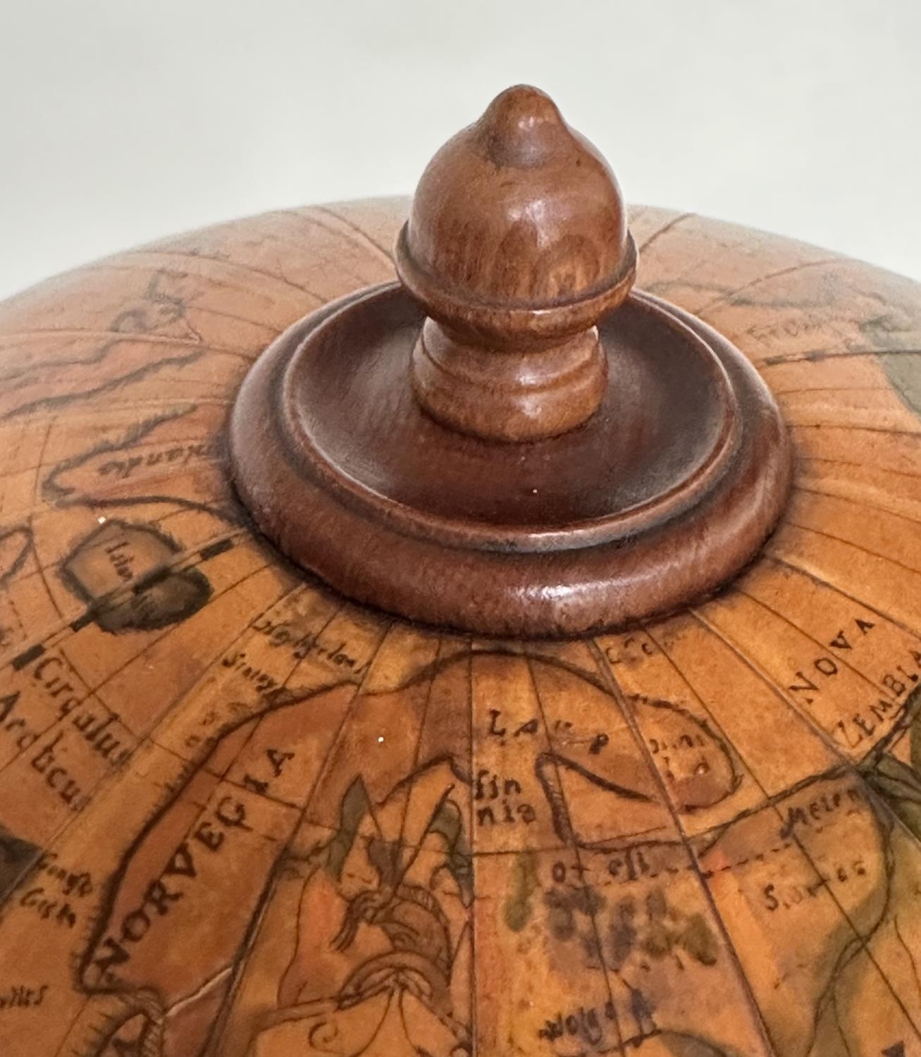 GLOBE COCKTAIL CABINET, in the form of an antique terrestrial globe on stand with rising lid and - Image 5 of 13