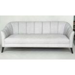 BRAY DESIGN SOFA, ribbed curved back and out swept supports, in Sahco Flint fabric upholstery, 210cm