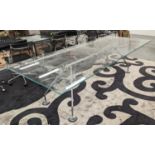 NOMOS TABLE, with a rectangular glass top on pad footed base, 300cm L x 120cm D.