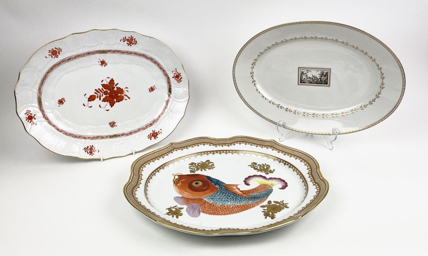 HEREND 'APPONYI' CHINESE BOUQUET PORCELAIN PLATTER, a Richard Ginori 'Fiesole Impero' serving