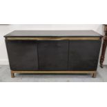 SIDEBOARD, 1960's French style design, lacquered, gilt metal base, 151cm x 47cm x 77cm.