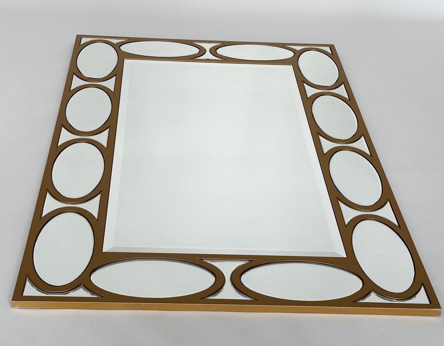 WALL MIRROR, rectangular gilt with oval panelled marginal plates and bevelled mirror throughout, - Image 6 of 7