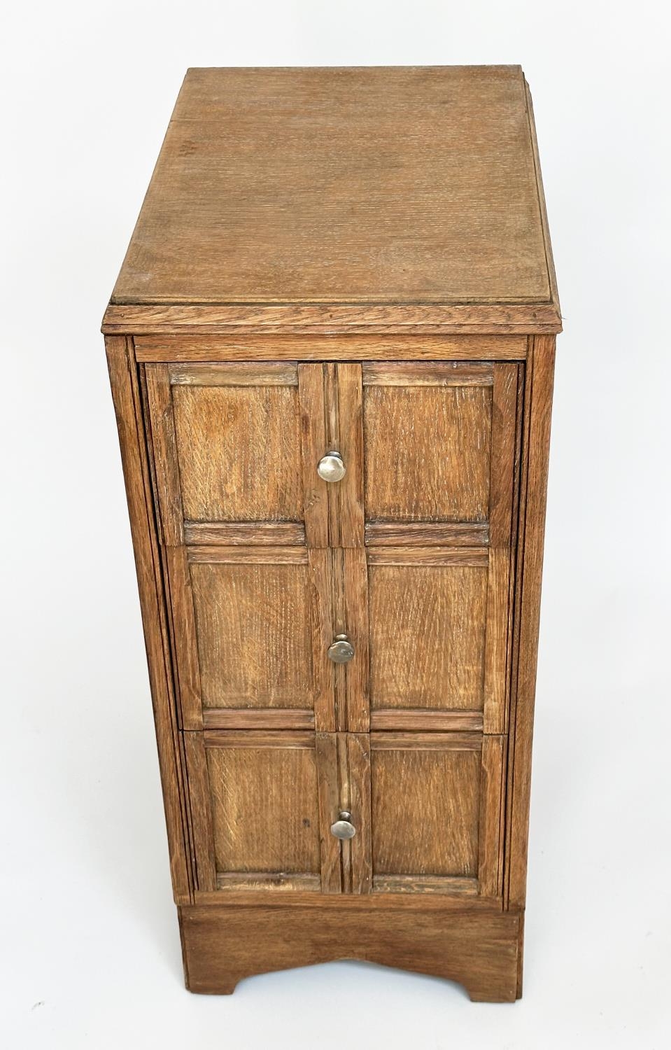 ART DECO BEDSIDE CHESTS, a pair, Heals style limed oak, each with three drawers, 78cm H x 50cm D x - Image 7 of 10