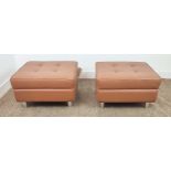 DAVISON HIGHLY STOOLS, a pair, 62cm x 51cm x 38cm, tan leather. (2)