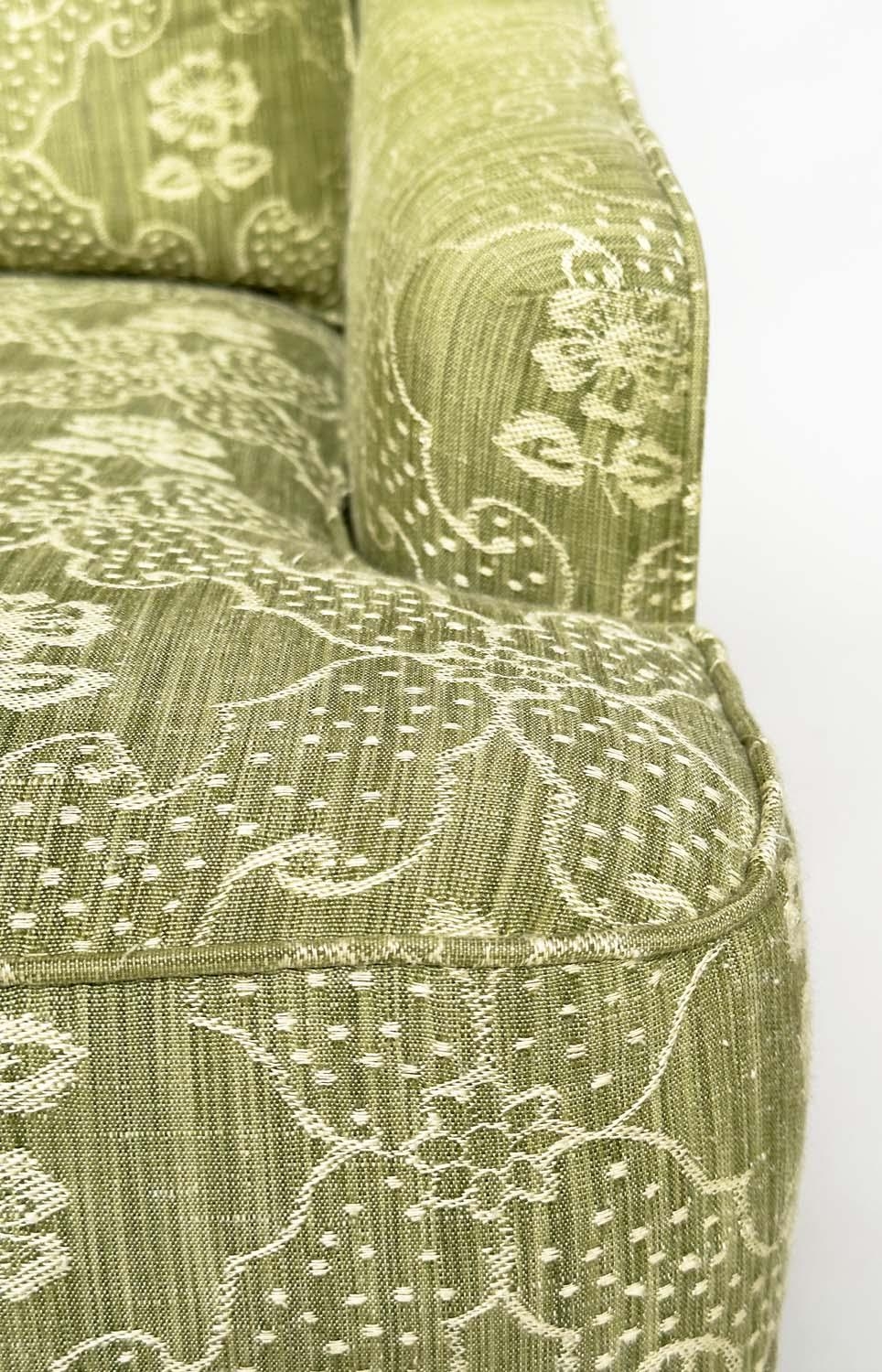 ARMCHAIR, Egerton style with sloping arms and moss green woven upholstery, 66cm W. - Image 3 of 7