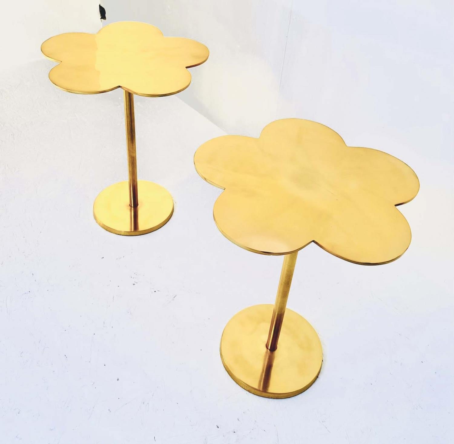 CLOVER SIDE TABLES, a pair, in gilt metal, 51cm H x 41cm x 41cm. (2) - Image 4 of 5