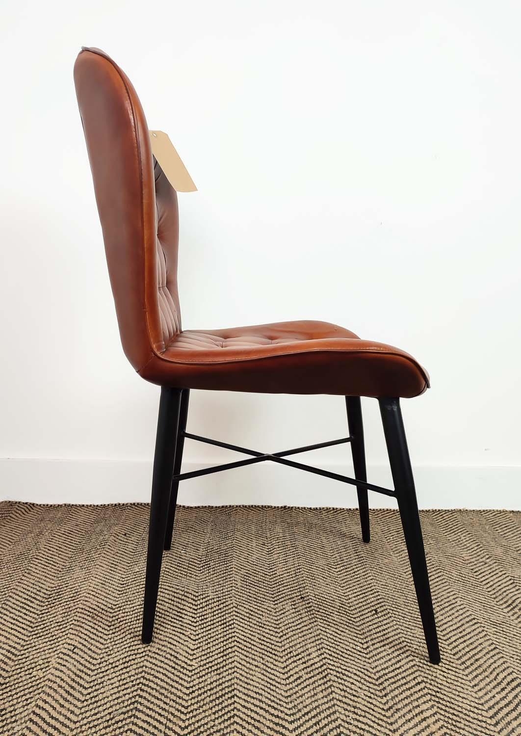 SIDE CHAIRS, a pair, tan leather upholstery on metal supports, 58cm x 90cm H x 50cm. (2) - Image 6 of 6