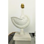 TABLE LAMP, plaster Deco design shell/orecchiette style, 31cm H.